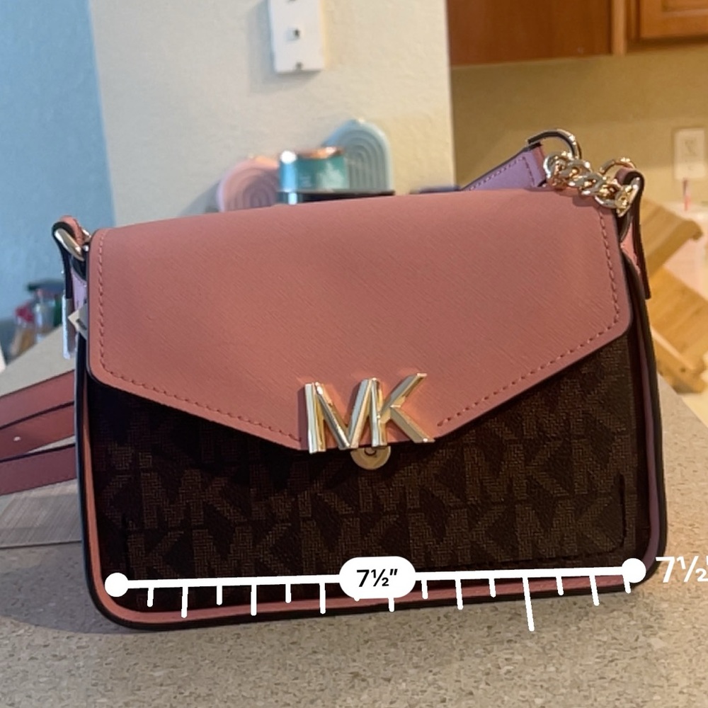 NWT Micheal Kors Pink & Brown Crossbody - Picture 7 of 11